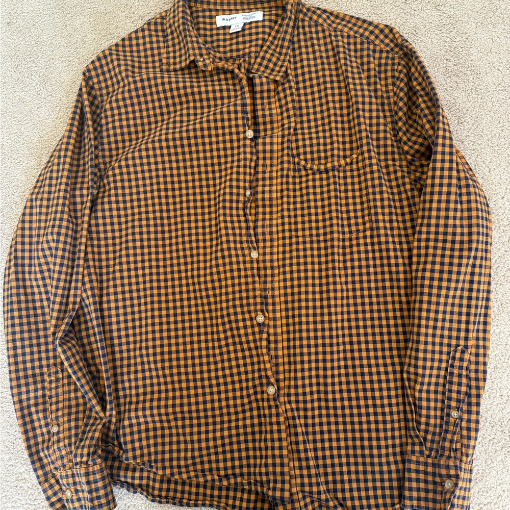 Old Navy Blue and Orange Checkered Shirt size XXL